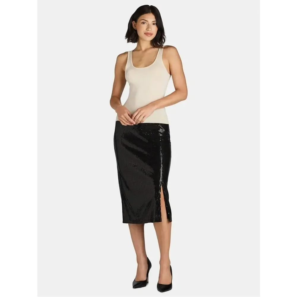 Time & Tru Women’s Black Sequin Skirt Size XS NWT